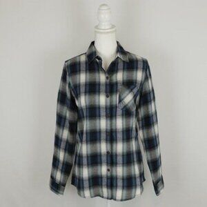 Field & Stream Women's Small Blue White Plaid Long Sleeve Button Up Shirt NWT